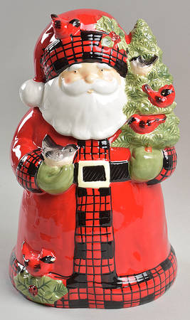 Winter's Plaid Figural Cookie Jar & Lid