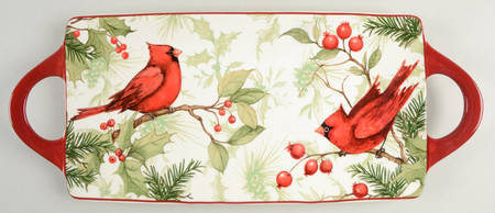 Winter Field Notes 15" Rectangular Handled Serving Platter