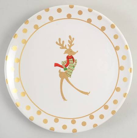 Gold Dancing Reindeer Dinner Plate