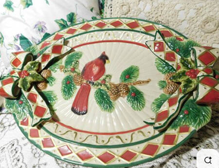 Plaid Tidings 17" Oval Serving Platter