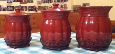 Berry (3 Piece) Canister & Metal Base Set