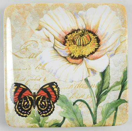 Poppy Garden Square Salad Plate