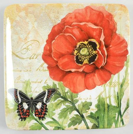 Poppy Garden Square Salad Plate