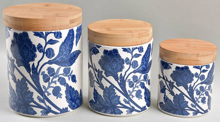 Blue Indigo (3 Piece) Canister Set (Box Set)