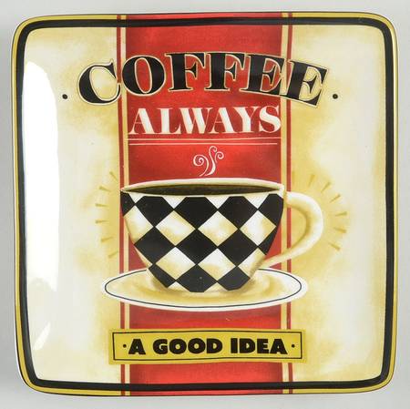 Coffee Always Square Canape Plate