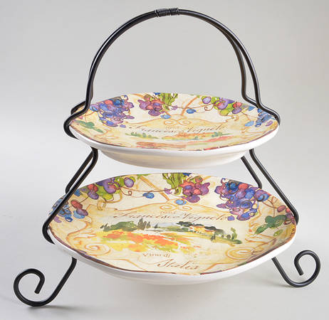Vino 2 Tier Server Plates & Metal Stand