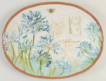 Herb Blossoms 16" Oval Serving Platter