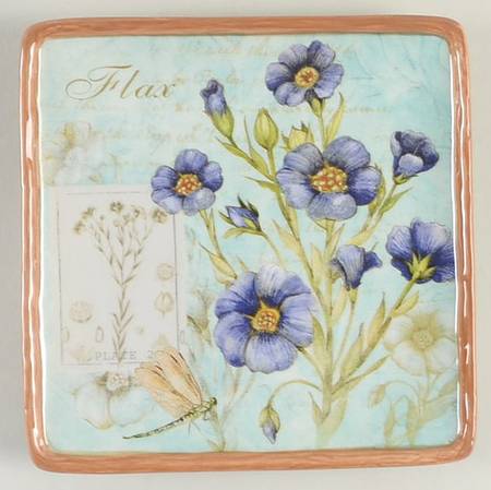 Herb Blossoms Square Canape Plate
