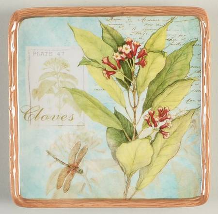 Herb Blossoms Square Canape Plate