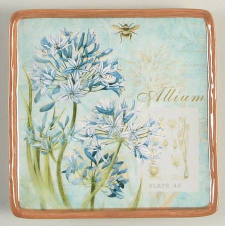 Herb Blossoms Square Canape Plate