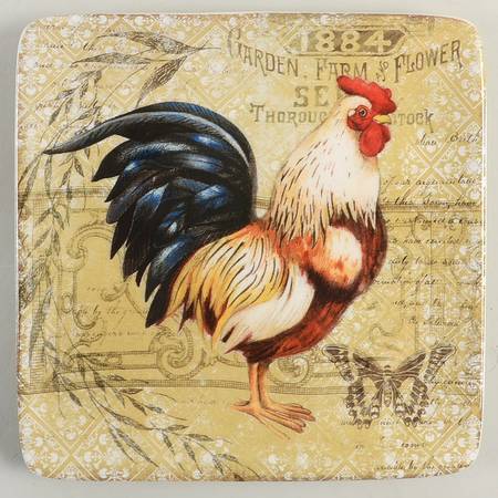 Gilded Rooster Square Salad Plate