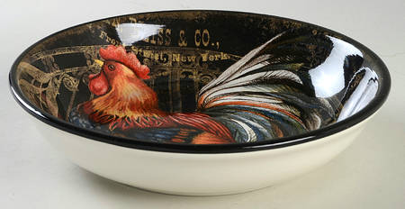 Gilded Rooster 9" Soup/Pasta Bowl