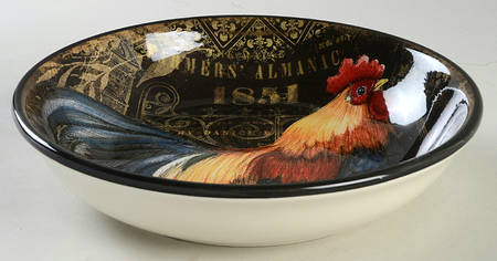 Gilded Rooster 9" Soup/Pasta Bowl