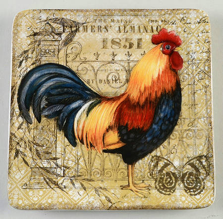 Gilded Rooster Square Salad Plate