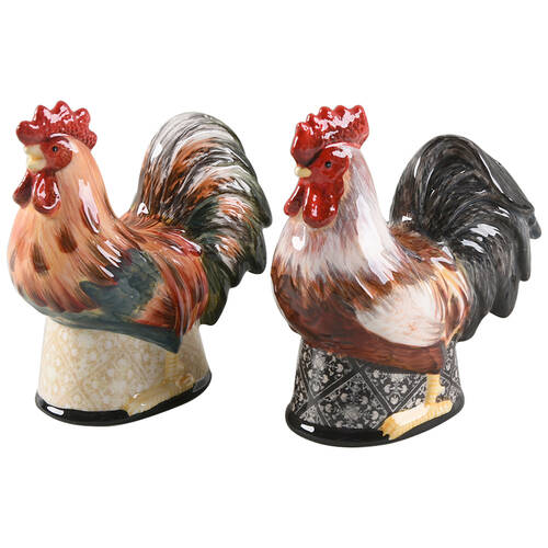 Gilded Rooster Figural Salt & Pepper Set