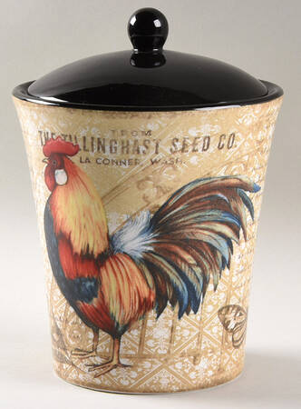 Gilded Rooster Medium Canister & Lid