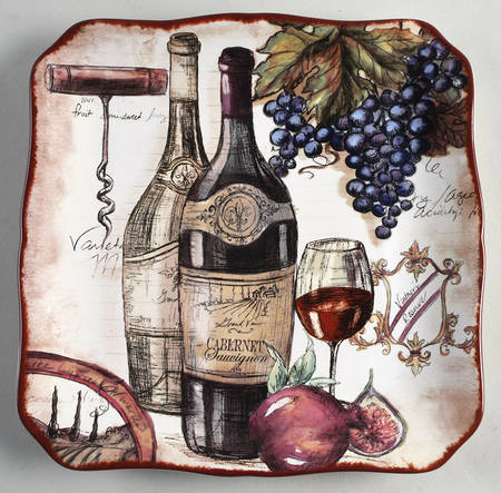 Vintners Journal Square Dinner Plate