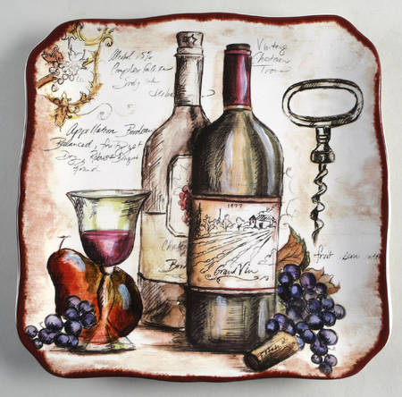 Vintners Journal Square Dinner Plate