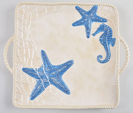 Seaside 12" Square Handled Platter