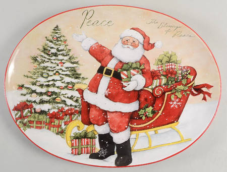 Holiday Wishes 16" Oval Serving Platter