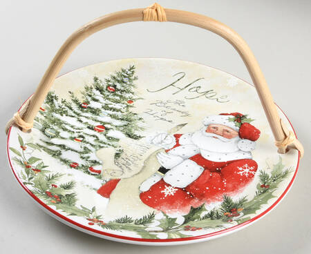 Holiday Wishes 5 3/8"-5 5/8" Bamboo Handled Serving Plate  HC