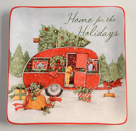 Home for Christmas Square Salad/Dessert Plate