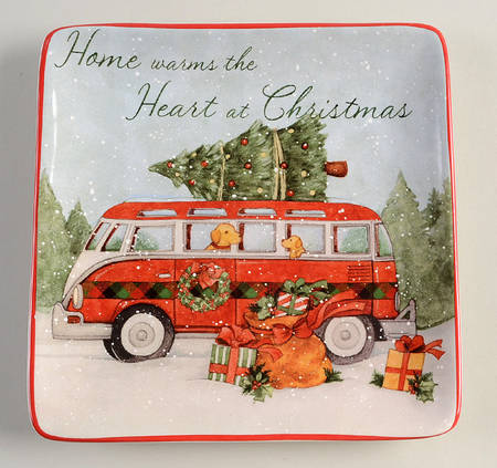 Home for Christmas Square Salad/Dessert Plate