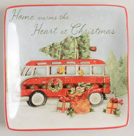 Home for Christmas Square Canape Plate