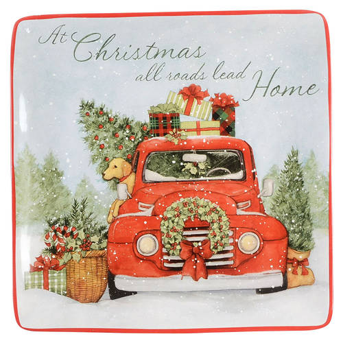 Home for Christmas Square Dinner Plate