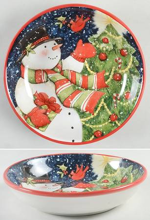 Starry Night Snowman 9" Soup/Pasta Bowl