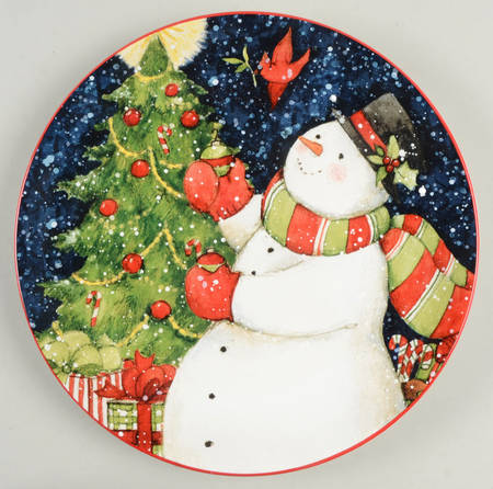 Starry Night Snowman Salad/Dessert Plate