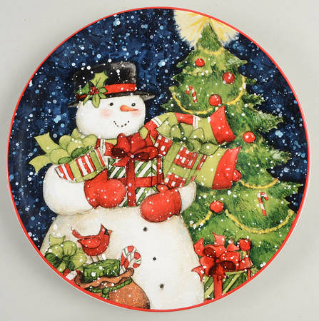 Starry Night Snowman Salad/Dessert Plate