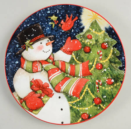 Starry Night Snowman Salad/Dessert Plate