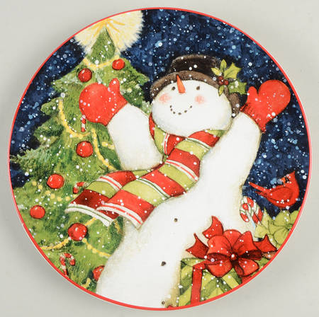 Starry Night Snowman Salad/Dessert Plate