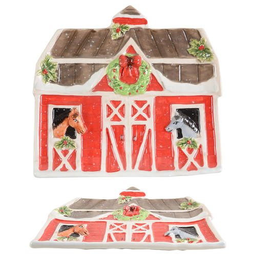 Christmas on the Farm Figural Open Candy Dish