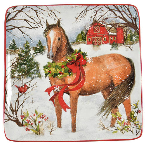 Christmas on the Farm Square Salad/Dessert Plate