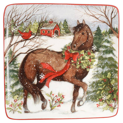 Christmas on the Farm Square Salad/Dessert Plate