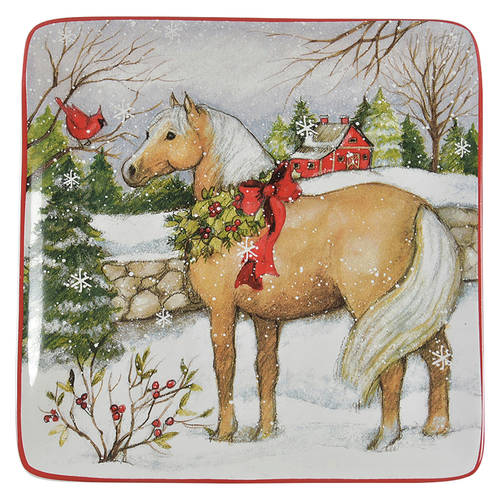 Christmas on the Farm Square Salad/Dessert Plate by Certified International