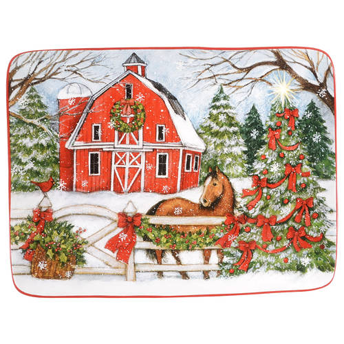 Christmas on the Farm 16" Rectangular Serving Platter