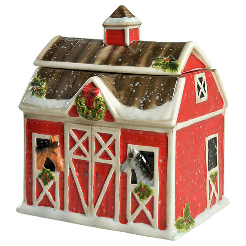 Christmas on the Farm Figural Cookie Jar & Lid