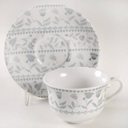 Tilly Grey Flat Cup & Saucer Set