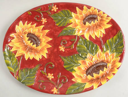 Sunflower Sunset 16" Oval Serving Platter