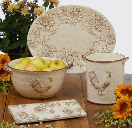 Toile Rooster 16" Oval Serving Platter
