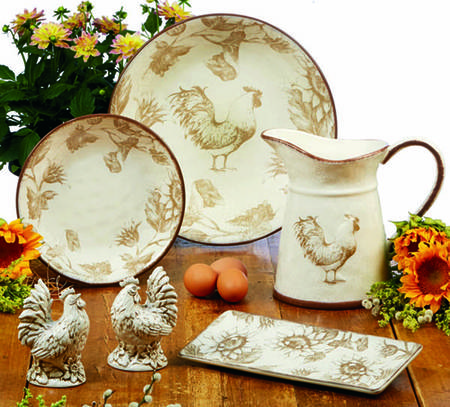 Toile Rooster 13" Pasta Serving Bowl