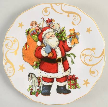 Vintage Santa Dessert Luncheon Plate