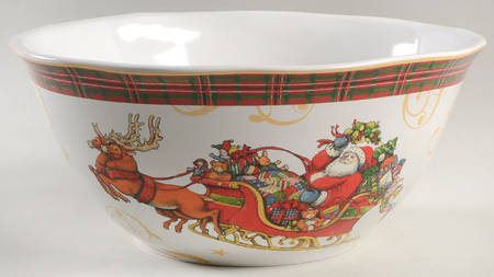 Vintage Santa 11" Round Deep Bowl