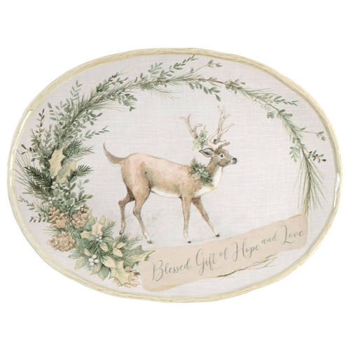 Holly and Ivy 15" Oval Serving Platter