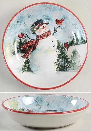 Watercolor Snowman 9" Soup/Pasta Bowl