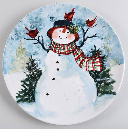 Watercolor Snowman Dinner Plate