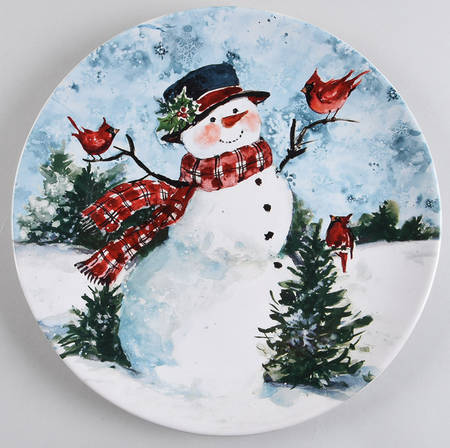 Watercolor Snowman Dinner Plate